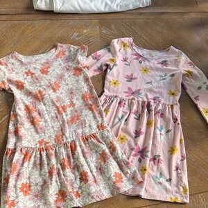 Girls' Floral Cotton Dress - Pink & Cream